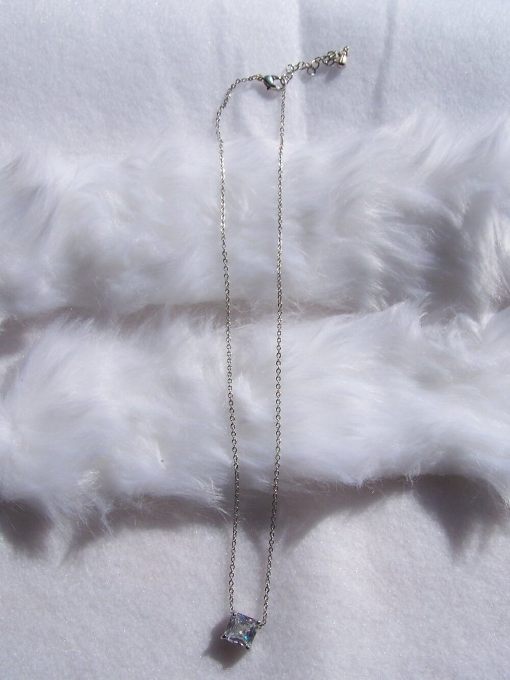 Square Faux Diamond Necklace